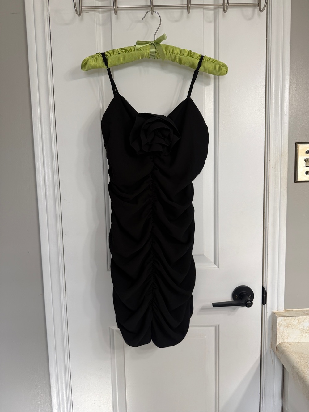 Dynamite Black Spaghetti-Strap Mini Dress with Rosette